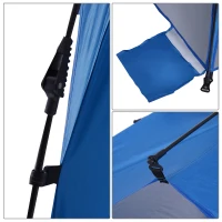 Outsunny Tente de plage abri de plage XXL pliable dim. 2,47L x 2,47l x 1,45H m sac transport inclu polyester bleu marine(m-7)