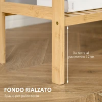 HOMCOM Mobile Multiuso a 4 Livelli Salvaspazio in Bambù per Bagno, Salotto e Cucina, 62x33x112cm, Colore Naturale(m-7)