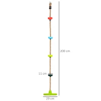 HOMCOM Corde d'escalade avec siège de balançoire Rond 2 m pour Enfant - Usage intérieur/extérieur - Charge Max. 100 Kg - PP Rouge Bleu Vert(m-3)