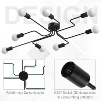 HOMCOM Deckenleuchte in Rohrform im Klassische Stil mit 8 Lampenfassungen, Vintage-Metallleuchter Metall 105L x 74B x 11H cm(m-4)