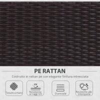 Outsunny Set Mobili da Giardino 5 Pezzi Tavolino con Piano in Vetro Temperato Rattan 3 Poltrone 1 Poggiapiedi 1 in Acciaio, Rattan(m-4)