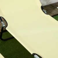Outsunny Set of Two Metal Frame Folding Sun Loungers - Beige(m-8)