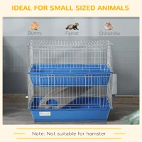 PawHut Double Tier Small Animal Cage Rabbit Chinchillas Cage w/ Ramp Food Dish Water Bottle Deep Trays Pet Home 72 x 44 x 67 cm(m-8)