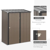 Outsunny Gerätehaus 1,34 m² Geräteschrank mit Pultdach abschließbar Gartenhaus Geräteschuppen aus verzinkter Stahl 161,5 x 94,5 x 196 cm Braun(m-6)