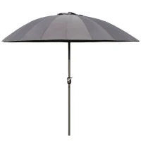 Outsunny Ombrellone da Giardino e Terrazza Ø2.5x2.5 m con Manovella, 18 Stecche e Testa Inclinabile, Grigio Scuro(m-10)