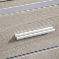 kleankin Armario de Baño con 1 Cajón 1 Puerta y Estante Abierto Mueble Auxiliar de Almacenaje con Ruedas para Salón Cocina Dormitorio Antivuelco 30x32x87 cm Gris(m-7)