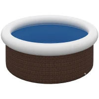 Outsunny Aufblasbarer Pool, für 5 Personen, schneller Aufbau, robustes Material, braun, Ø300 x 76H cm(m-1)