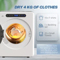 HOMCOM 4kg Compact 40-60℃  Tumble Dryer - White(m-5)