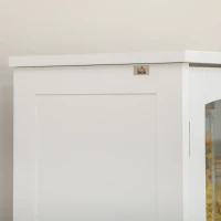 HOMCOM Alacena de Cocina con 2 Puertas de Vidrio 2 Estantes Ajustables y Cajón para Salón Comedor 60x30x160 cm Blanco(m-9)