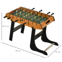 HOMCOM Tischfußball Tischkicker Kickertisch Spielzeug Spieler-Party Fußball Geschenk für 14+ Jungen Zusammenklappabar innen mit je 11 Spielern pro Seite MDF Schwarz+Natur 98 x 42 x 62,5 cm(m-3)