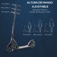 HOMCOM Patinete Plegable de Aluminio para Niños de +14 años Scooter Patinete Ligero Altura Ajustable 82-97 cm Pedal Inferior Pata de Cabra 2 Ruedas Grandes Ø230mm Frenado Aluminio Carga 100kg Negro(m-5)
