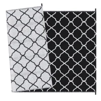 Outsunny Reversible Outdoor Rug, Plastic Straw Mat w/ Carry Bag Ground Stakes for Garden RV Picnic Beach Camping 182x274cm Black(m-11)