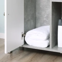 kleankin Mobiletto Sottolavandino con Intaglio a U e 6 Ripiani in Legno, 60x30x68cm - Bianco, Grigio(m-7)
