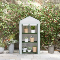 Outsunny Three-Tier Mini Greenhouse - White(m-9)