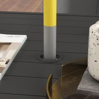 Outsunny 94 x 94 cm Garden Table with Parasol Hole, Outdoor Dining Garden Table for Four with Slatted Metal Plate Top, Dark Grey(m-10)