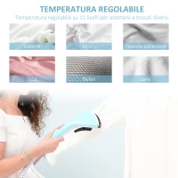 HOMCOM Stiratrice a Vapore, Ferro da Stiro Verticale da 2L, Potenza 1800W, Doppia Asta Telescopica Retrattile, 24x35x21cm, Azzurra(m-5)