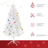 HOMCOM Künstlicher Weihnachtsbaum 180 cm künstlich Tannenbaum mit Kugeln, Glocken, Trommeln, Geschenkboxen, Christbaum mit 930 Spitzen, 12 Tannenzapfen Weihnachtsdeko inkl. Metallständer für drinnen(m-7)