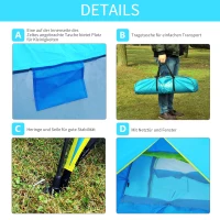 Outsunny Campingzelt Sekundenzelt Pop Up Zelt Strandzelt Automatisch 3-4 Personen (Blau+Gelb)(m-5)