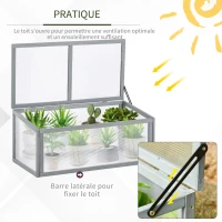 Outsunny Mini Serre de Jardin Serre à tomates dim. 90L x 46l x 40H cm Toit ouvrable Panneaux de Polycarbonate Bois Sapin pré-huilé Gris(m-5)