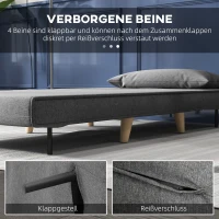 HOMCOM Einzelsofa Schlafsofa Sofabett Klappsofa verstellbar Rückenlehne Liege nordisch skandinavisch 25D Schaumstoff Haus Leinenimitat Tannenholz Grau 94 x 78 x 80 cm(m-6)