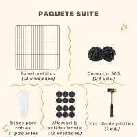 PawHut Parque Metálico para Animales Pequeños de 12 Paneles Desmontable Diseño DIY para Erizo 140x70x35 cm Negro(m-7)