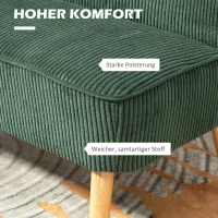 HOMCOM 2-Sitzer Polstersofa, Holz, Samtartiges Polyester, Schaumstoff, 117 x 56,5 x 77 cm, Grün(m-4)