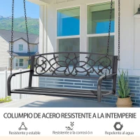 Outsunny Banco Columpio de 2 Plazas Banco Colgante con Reposabrazos para Jardín Terraza Exterior 127x59,5x52 cm Negro(m-6)