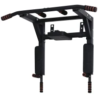 HOMCOM Barra de Dominadas de Pared con Almohadillas Barra de Pull Up de Acero Multifuncional para Fitness Entrenamiento en Casa Adultos Carga Máx. 120 kg 93x72x48 cm Negro(m-10)