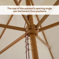 Outsunny 2 x 3m Wooden Garden Parasol Umbrella Outdoor Sun Shade Canopy, Cream White(m-6)