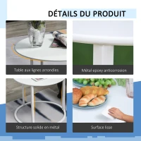 Outsunny Lot de 2 Tables Basses Rondes gigognes empilables de Jardin métal époxy Blanc(m-7)