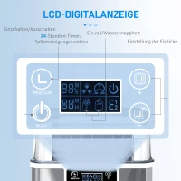 HOMCOM Eiswürfelmaschine Eiswürfelspender Ice-Maker 20kg/24h 2,3L Eiswürfelbereiter mit 3,2 L Wassertank, Silber(m-6)