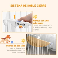PawHut Corralito para Mascotas Plegable de 6 Paneles con Doble Cerradura Bloqueo Auxiliar y Bricolaje Acero 123x102x90cm Blanco(m-6)