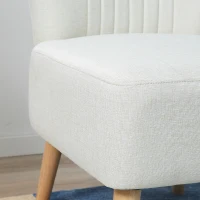 HOMCOM Poltrona Imbottita per Soggiorno e Sala in Stile Nordico, Poltroncina da Camera in Tessuto e Gambe in Legno, Bianco(m-9)