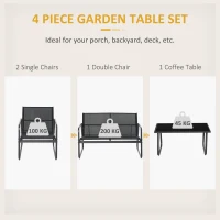 Outsunny Four-Piece Minimalistic Garden Sofa Set - Black(m-4)