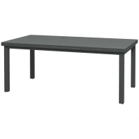 Outsunny Aluminium Garden Table for 6-8, 246 cm Extending Outdoor Dining Table Rectangle for Patio, Balcony - Charcoal Grey(m-11)