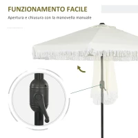 Outsunny Ombrellone da Giardino 2.3x2.2m Inclinabile con Palo Centrale e Manovella, Crema(m-5)