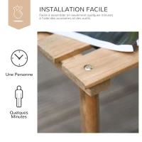 Outsunny Table basse de jardin pliable table de camping Plateau à Lattes dim. 58L x 58l x 40H cm Sac Transport Inclus Bois Sapin pré-huilé montage rapide(m-6)