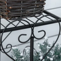 Outsunny Blumenständer Blumenregal aus Metall 4 Ebenen Pflanzenregal Blumentreppe Blumenständer für innen und außen Garten Balkon Schwarz 45 x 24,5 x 80 cm(m-9)