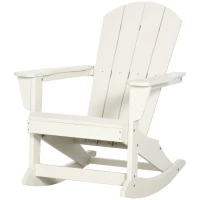 Outsunny Silla Mecedora de Jardín Estilo Adirondack de HDPE para Balcón Terraza Patio Carga 120 kg 73,5x93x91,5cm Blanco(m-11)