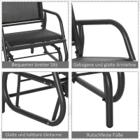 Outsunny Schaukelstuhl Gartenstuhl aus Metall Schaukelsessel mit Armlehne Rückenlehne Gartenschaukel bis 120 kg belastbar Outdoor Relaxstuhl für Balkon Garten Terrassen Schwarz(m-7)