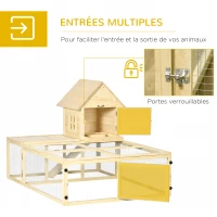 PawHut Clapier en bois enclos pour animaux villa pour lapin 2 niveaux avec aire de course rampe et portes verouillables(m-5)
