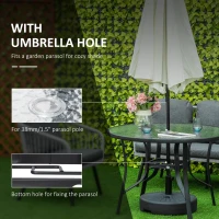 Outsunny 106cm Round Garden Dining Table with Parasol Hole Tempered Glass Top Steel Frame(m-4)