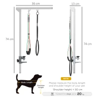 PawHut Adjustable Pet Grooming Arm, with Clamp, Haunch Holders & Grooming Loop - Sliver-Tone(m-3)