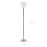 HOMCOM Modern Floor Lamp with K9 Crystal Lampshade, Tall Standing Lamp with E27 Bulb Base and Foot Switch for Living Room Bedroom Study Office Silver(m-3)
