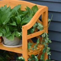 Outsunny Étagère à Fleurs Pliable Étagère à Fleurs Supports de Pots Porte Plante - 4 niveaux à Lattes réglables - pan arrière Treillis - Bois Sapin pré-huilé pour Intérieur Balcon Jardin Terrasse(m-6)