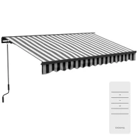 Outsunny 2.5 x 3.5m Aluminium Frame Electric Awning, with Remote - Grey/White(m-11)