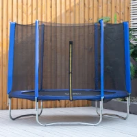 HOMCOM Trampolino Elastico Esterni con Rete di Sicurezza e Pali Imbottiti per Adulti e Bambini, 244x244x205cm(m-2)