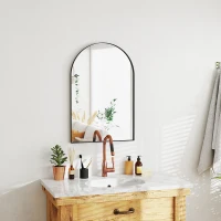HOMCOM 60 x 90cm Arched Home Mirror - Black(m-8)