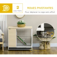 PawHut Cage à lapin clapier sur roulettes toit ouvrant plates-formes avec plateau amovible 78 x 52,5 x 76,5 cm naturel(m-7)