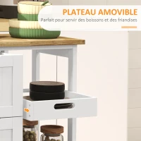 HOMCOM Chariot desserte de cuisine à roulettes plan de travail en bois 3 tiroirs + 1 plateau amovible 67 x 37 x 85,5 cm blanc(m-5)